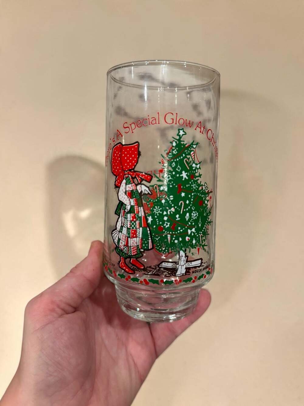 Vintage Holly Hobbie Coca Cola Christmas Glasses Pair Theres a Special Glow